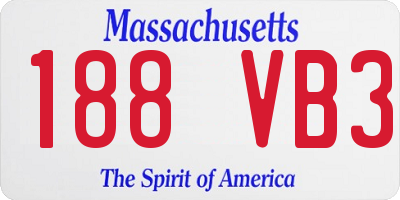 MA license plate 188VB3