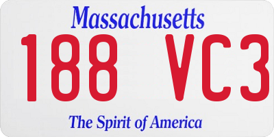 MA license plate 188VC3