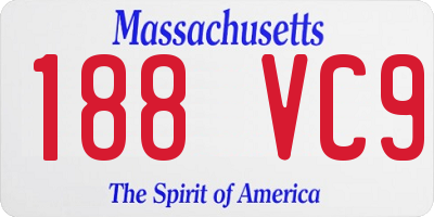 MA license plate 188VC9