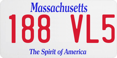 MA license plate 188VL5