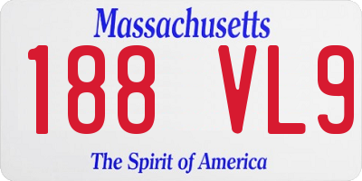 MA license plate 188VL9