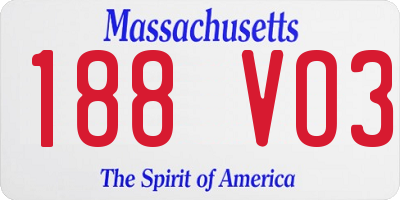 MA license plate 188VO3