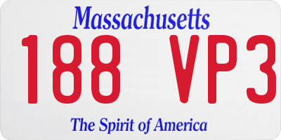 MA license plate 188VP3
