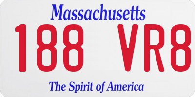 MA license plate 188VR8