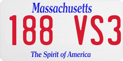 MA license plate 188VS3