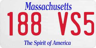 MA license plate 188VS5