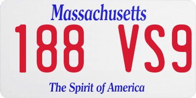 MA license plate 188VS9