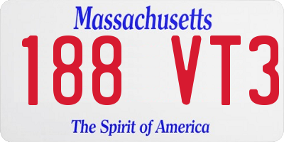 MA license plate 188VT3
