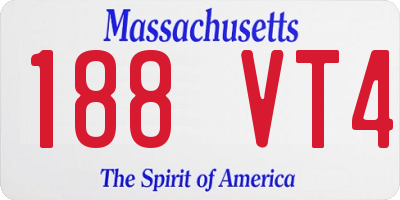 MA license plate 188VT4
