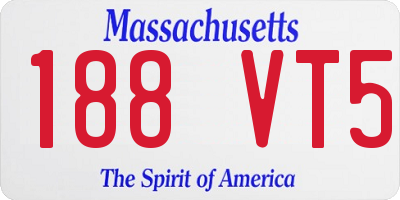MA license plate 188VT5