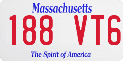 MA license plate 188VT6