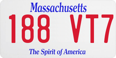 MA license plate 188VT7