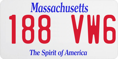 MA license plate 188VW6