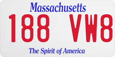 MA license plate 188VW8