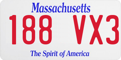 MA license plate 188VX3