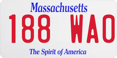 MA license plate 188WA0