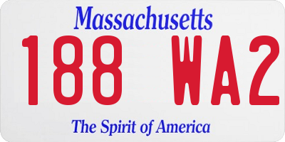 MA license plate 188WA2