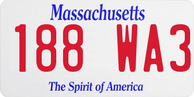 MA license plate 188WA3