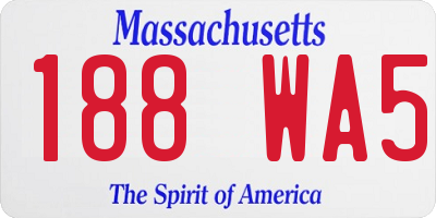 MA license plate 188WA5