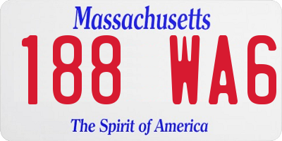 MA license plate 188WA6
