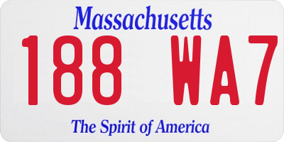 MA license plate 188WA7