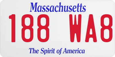 MA license plate 188WA8