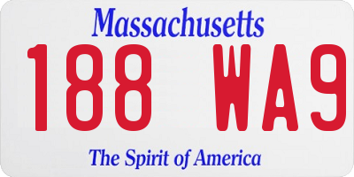 MA license plate 188WA9