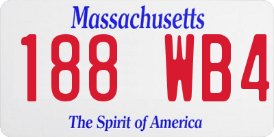 MA license plate 188WB4