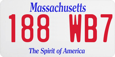 MA license plate 188WB7