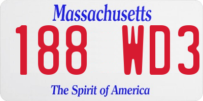 MA license plate 188WD3