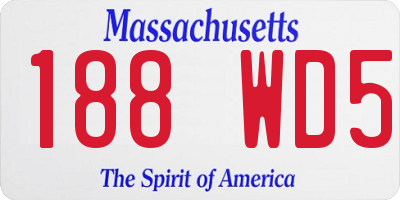 MA license plate 188WD5