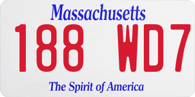 MA license plate 188WD7