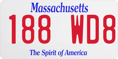 MA license plate 188WD8