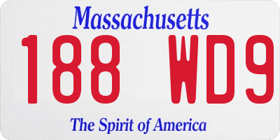 MA license plate 188WD9