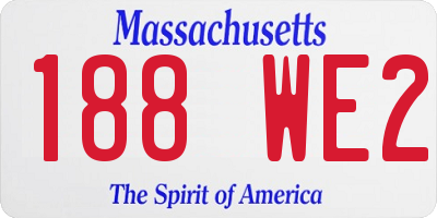 MA license plate 188WE2