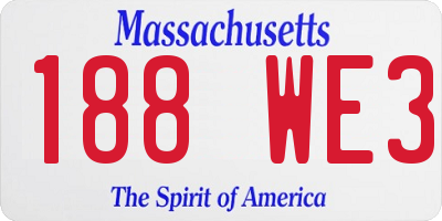 MA license plate 188WE3