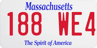 MA license plate 188WE4