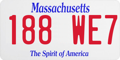 MA license plate 188WE7