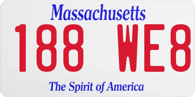 MA license plate 188WE8
