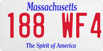 MA license plate 188WF4