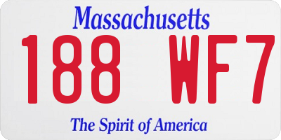 MA license plate 188WF7