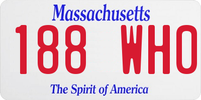 MA license plate 188WH0