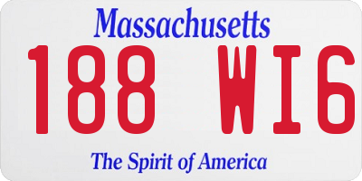 MA license plate 188WI6