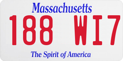 MA license plate 188WI7