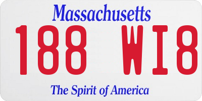 MA license plate 188WI8