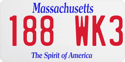 MA license plate 188WK3