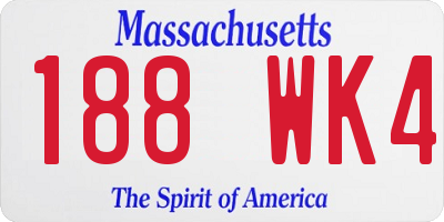 MA license plate 188WK4