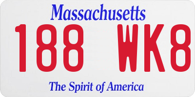 MA license plate 188WK8