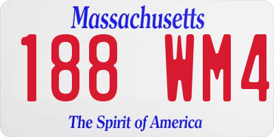MA license plate 188WM4