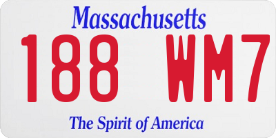 MA license plate 188WM7
